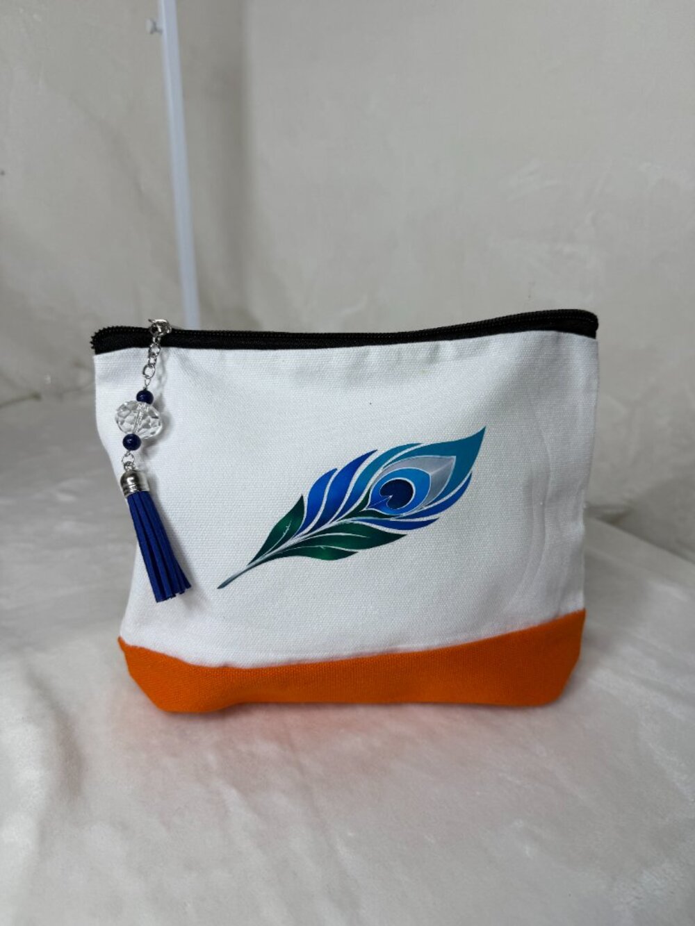 Peacock Feather Tote Bag Set with Matching Pouch & Pen - Picture 3 of 5